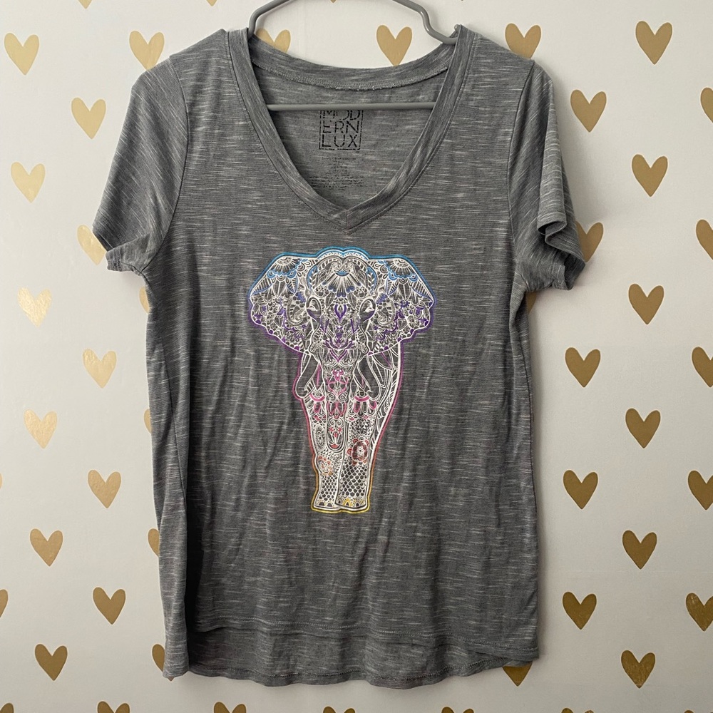 Modern lux rainbow elephant tee